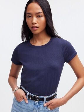 Madewell Vintage Crew Neck Northside Shrunken Tee Navy S Pullover J8526